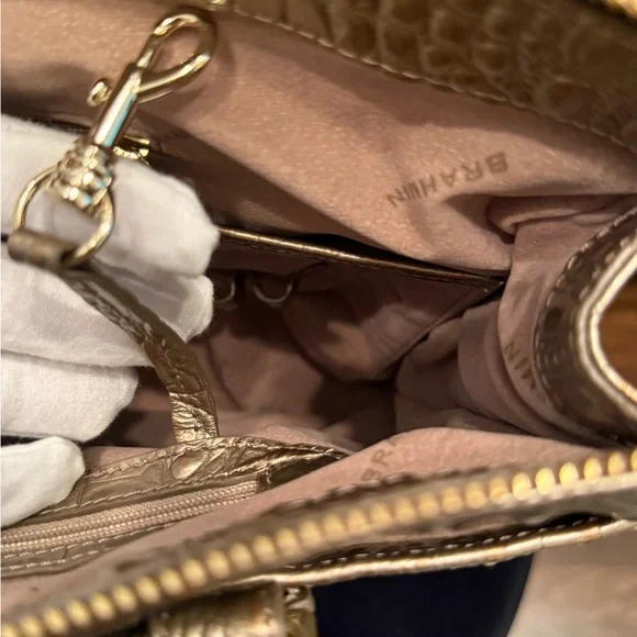 Brahmin Gold Metallic Crocodile Embossed Anywhere Tote - Picture 12 of 16